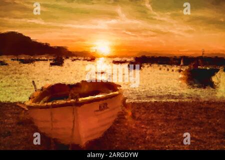 Lever du soleil sur la plage à Conca dei Marini Banque D'Images