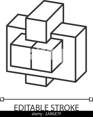Icône linéaire puzzle de construction. Pièces connectées. Essai et erreur, jeu mis ensemble. Teaser de cerveau. Illustration de la ligne fine. Symbole de contour. Vecteur est Illustration de Vecteur