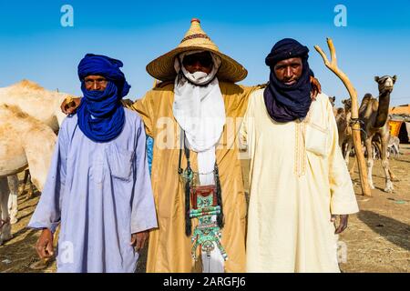 Tuaregs sur le marché des animaux, Agadez, Niger, Afrique de l'Ouest, Afrique Banque D'Images