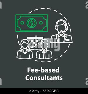 Icône de concept de craie par des consultants payants. Consultation financière. Service de centre d'appels. Paiement de l'idée de travail d'expert. tableau de surveillance isolé vectoriel illust Illustration de Vecteur