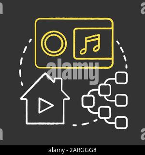 Icône concept Multiroom. Illustration de ligne fine Smart House Idea. Technologie innovante pour l'appartement. Système multimédia. Commande des haut-parleurs. isol vectoriel Illustration de Vecteur