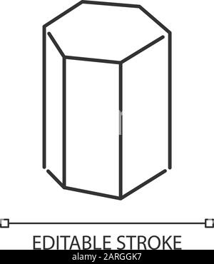 Icône linéaire à prisme hexagonal. Figure géométrique. Elément hexagonal. Forme abstraite polygonale. Forme isométrique. Illustration de la ligne fine. Symbole de contour. Vect Illustration de Vecteur