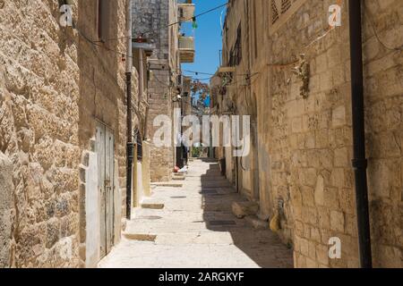 Allée dans la vieille ville, Jérusalem, Israël Banque D'Images
