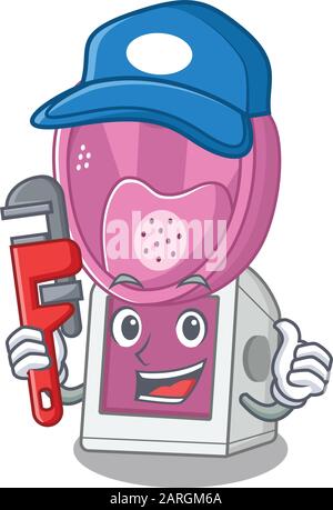 Rafraîchissez l'inhalateur de vapeur Plumber sur le style photo de la mascotte Illustration de Vecteur
