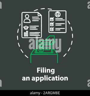 Remplir une icône de concept de craie d'application. Soumission de documents. Service de recrutement. Candidat à l'idée de poste vacant. Chalkboar isolé vectoriel Illustration de Vecteur