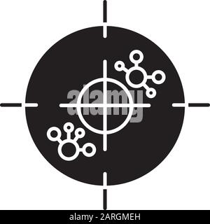 Icône glyphe immunothérapie. Test de leucémie. Expérience moléculaire. Cellules et anticorps. Système immunitaire. Procédure médicale. Santé. Symbole silhouette. Illustration de Vecteur