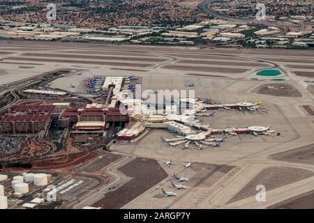 Vue aérienne de l'aéroport international McCarran. Banque D'Images