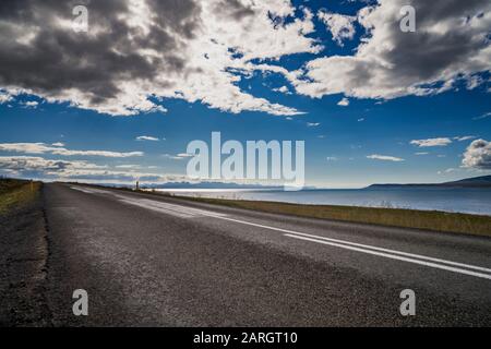 Autoroute 1 ou périphérique, fjord Breidafjordur, Islande Banque D'Images