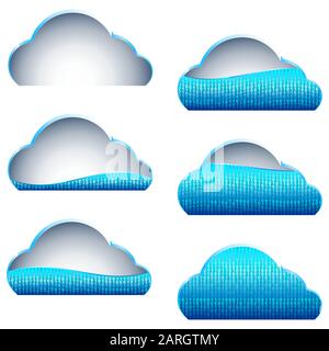 Stockage dans le Cloud Computing, rempli d'informations du code binaire ; Eps8 Illustration de Vecteur