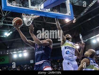 Birmingham, Royaume-Uni, 26 janvier 2020. Worcester Wolves battez Bristol Flyers, 67-59 pour gagner la coupe BBL à Arena Birmingham, Birmingham Royaume-Uni. Copyright Carol Moir/Alay. Banque D'Images