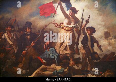 La Liberté Qui Mène Le Peuple. Peinture D'Eugène Delacroix. 1830 Banque D'Images