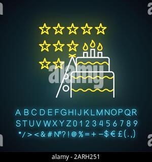 Icône d'éclairage néon de haute intensité. Examen par le consommateur. Témoignage. Satisfaction des clients. Enquête d'évaluation des événements. Commentaires. Signe lumineux avec alphabet, numbe Illustration de Vecteur