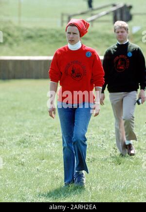 La princesse Anne de HRH aux épreuves du cheval de Windsor, Grande-Bretagne, mai 1989 Banque D'Images