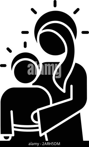 Vierge Marie avec son icône de glyphe Jésus. Sainte Marie embrassant bébé Christ. Noël et enfance du Sauveur. Christianisme Et Nouveau Testament. Silhouette sy Illustration de Vecteur