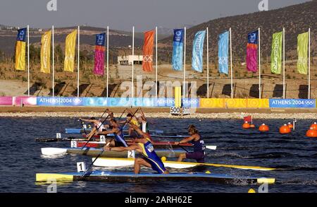 20040824 Jeux Olympiques Athènes Grèce [Course De Canoë/Kayak À Plat] Lac Schinias. Photo Peter Spurrier email images@intersport-images.com Banque D'Images