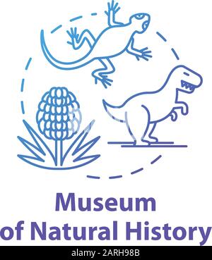 Icône concept Musée d'Histoire naturelle. Animaux préhistoriques. Exposition biologique. Naturhistorisches. Concept d'exposition paléontologique Thin Line illus Illustration de Vecteur