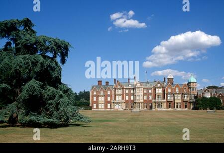 Sandringham House, Norfolk accueil de Sa Majesté la Reine Elizabeth II, la Grande-Bretagne. Banque D'Images