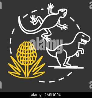 Icône du concept de craie du Musée d'Histoire naturelle. Animaux préhistoriques. Exposition biologique. Naturhistorisches. Idée d'exposition paléontologique. Vecteur i Illustration de Vecteur