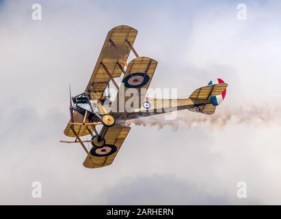 Un biplan B.E.2 de la première Guerre mondiale, fabriqué par la Royal Aircraft Factory à Bristol, au Royaume-Uni. Son rôle était reconnaissance, bombardier léger, chasseur de nuit, tr Banque D'Images