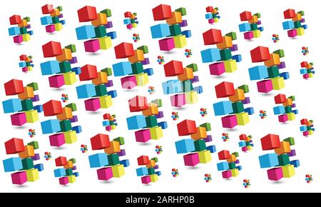 petits cubes sur fond blanc Banque D'Images