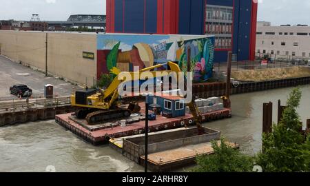 Construction sur le canal Gowanus Brooklyn NYC Banque D'Images