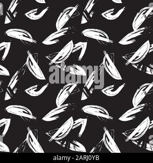 Pinceau abstrait contours Motif Sans Couture - Il s'agit d'un motif abstrait de traits de pinceau adapté aux imprimés, motifs et arrière-plans de mode Illustration de Vecteur
