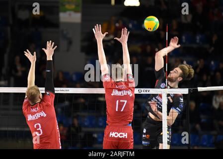 Civitanova, Italie, 28 janvier 2020, Spike rychliki kamil (cucine Lube civitanova) pendant le championnat Cucine Lube Civitanova vs Jihostroj Ceske Budejovice - Volleybal Champions League Men Championship - crédit: LPS/Roberto Bartomeoli/Alay Live News Banque D'Images