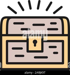 Icône de ligne de couleur plate Vector Treasure thorax. Illustration de Vecteur