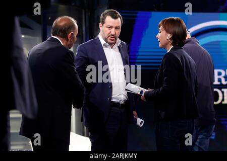 Roma, Italie. 28 janvier 2020. Matteo Salvini Rome 28 Janvier 2020. Le secrétaire de la fête Lega Nord apparaît en tant qu'invité à la télévision Porta a Porta Foto Samantha Zucchi Insidefoto Credit: Insidefoto srl/Alay Live News Banque D'Images