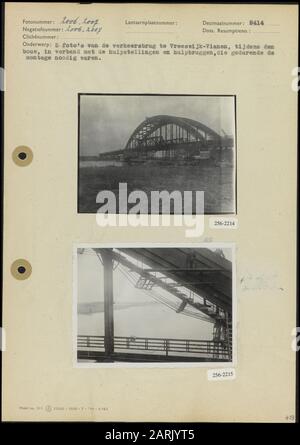 Leakbrug Vianen photo 1: Pont de circulation [pont Lek] à Vreeswijk-Vianen avec les auxiliaires et les ponts auxiliaires pendant la construction (8,5x11 cm; inconnu) photo 2: Pont de circulation [pont Lek] à Vreeswijk- Vianen avec les ponts auxiliaires et les ponts auxiliaires pendant la construction (9x11,5 cm; inconnu) Date: {Provianen 1936}: activités de construction, ponts, échafaudage Banque D'Images