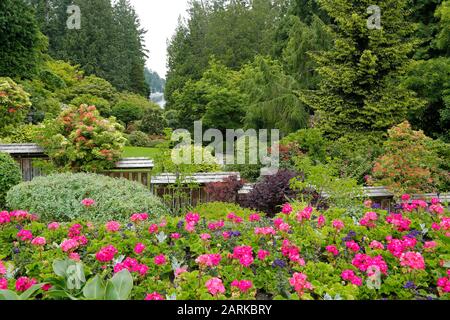 Les jardins Butchart impeccablement entretenus. Banque D'Images