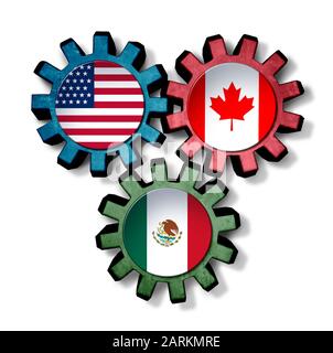 USMCA Business concept Trade Abros en tant qu'accord économique du Canada et du Mexique en amérique du Nord. Banque D'Images