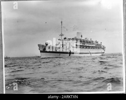 Navire hospitalier navire de l'hôpital Orange quitte Melbourne pour une mission de sauvetage à Batavia Date: 22 octobre 1945 lieu: Australie mots clés: Expédition Banque D'Images