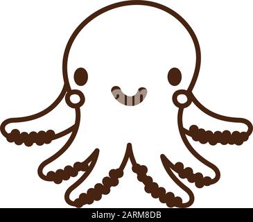 Sea life octopus icône isolés des animaux Illustration de Vecteur