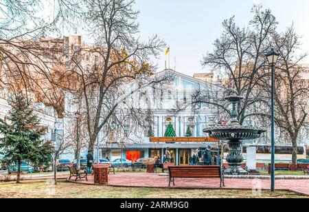 Kiev, Ukraine - 03 Janvier 2020: Théâtre Académique National Ivan Franko. Banque D'Images