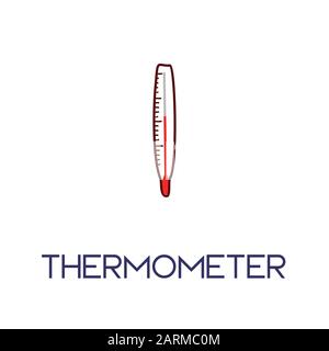 thermomètre minimaliste hors ligne dessiné à la main medic plate icône illustration Illustration de Vecteur