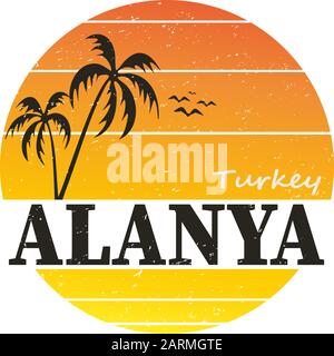T-shirt à motif vectoriel Antalya Turquie sur fond blanc Illustration de Vecteur