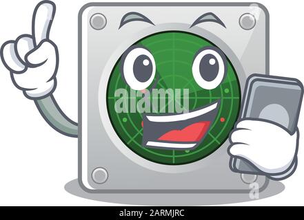 Dessin animé de radar parlant sur un téléphone Illustration de Vecteur