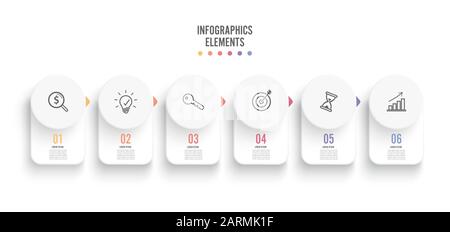 Éléments abstraits du modèle d'infographie graphique avec étiquette, cercles intégrés. Business concept avec 6 options. Pour le contenu, le diagramme, l'organigramme, l'étape Illustration de Vecteur