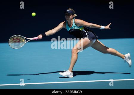 Melbourne, Australie. 29 janvier 2020. Anastasia Pavlyuchenkova de Russie rivalise lors de la querfinale des célibataires pour femmes contre Garbine Muguruza d'Espagne lors du tournoi de tennis Open d'Australie à Melbourne, en Australie, le 29 janvier 2020. Crédit: Zhu Hongye/Xinhua/Alay Live News Banque D'Images