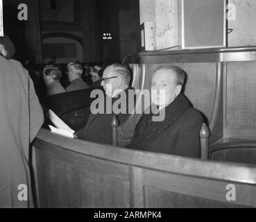 Réunion de prière interéglise à Domkerk (Utrecht). Drs. Korthals Et Baron Van Nagel Date : 9 Janvier 1962 Lieu : Utrecht Nom De L'Institution : Domkerk Banque D'Images