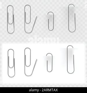 Jeu de clips en papier métallique réalistes. Jeu de vecteurs. Illustration de Vecteur