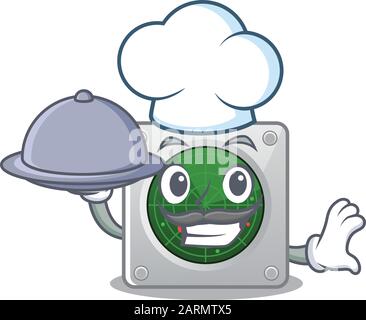 Dessin animé du radar comme chef ayant de la nourriture sur plateau Illustration de Vecteur
