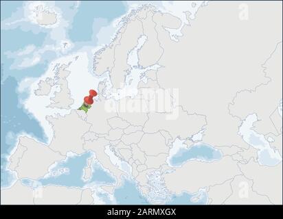 L'emplacement des Pays-Bas sur la carte de l'Europe Illustration de Vecteur