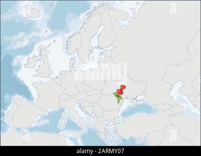 République de Moldova emplacement sur la carte de l'Europe Illustration de Vecteur