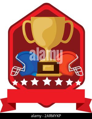 avec trophée coupe et casques de football américains Illustration de Vecteur