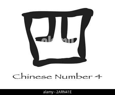 Le logogramme chinois de la Mandarine pour le numéro quatre isolé sur un fond blanc Illustration de Vecteur