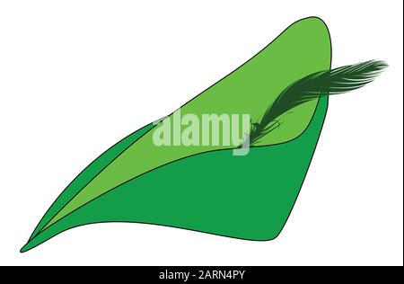 Le type de capuchon vert porté par Robin des Bois sur un fond blanc Illustration de Vecteur