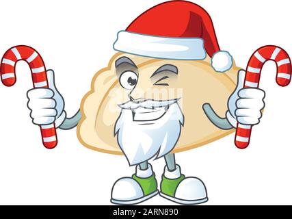 Pierogi personnage en costume de Père Noël avec des bonbons Illustration de Vecteur