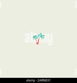 Lac oasis du désert avec deux palmiers au milieu du sable à perte vector illustration papier peint poster concept isolated on white Illustration de Vecteur